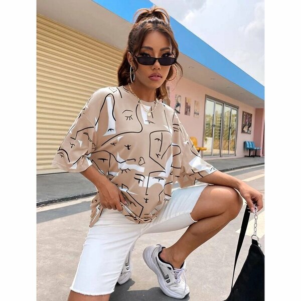 Shein - Figure Graphic Drop Shoulder Tee