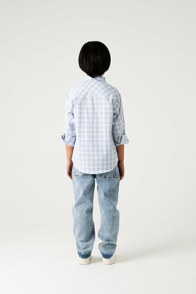 Boys White Sky Grid Shirt