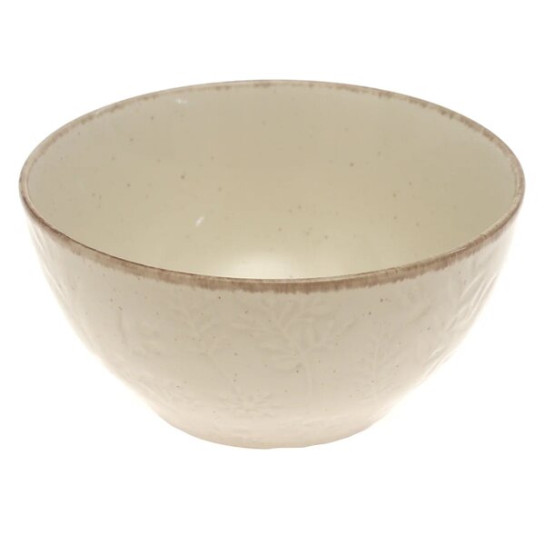 Beige Ceramic Serving Bowl – 6 Inch Textured Tableware Accent