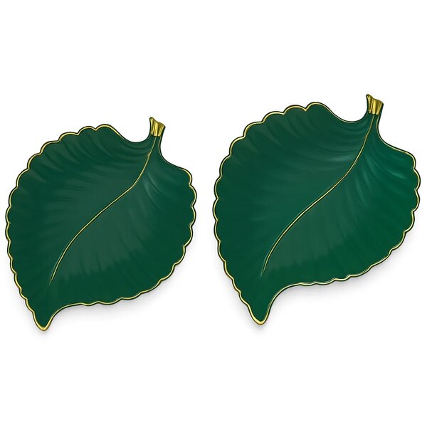 1Pc Leaf Platter Single – Green (Small & Large) | Luxury Ceramic Decorative Serving Tray