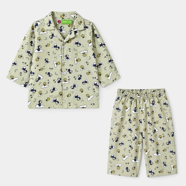 Infant Boys Linen Viscose Nightwear Space- Light Green
