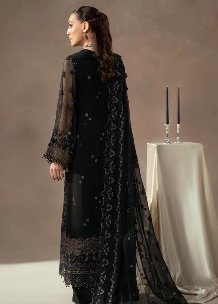 Afsanah by Lavish Premium Unstitched Chiffon Embroidered Suits 3 Piece LV25AC NOIR ROYALE-08 - Festive Collection