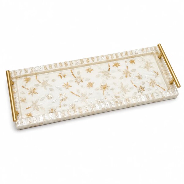 Rectangular Mother of Pearl Tray with Handles HTRY02S – Decorative Serving Tray