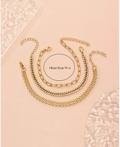 Shein 3pcs Simple and fashionable stainless steel chain 3-piece set