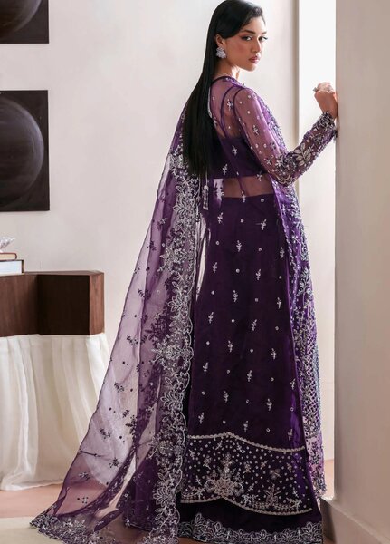 Starlet Jewels by Emaan Adeel Unstitched Embroidered Organza 3 Piece Suit EA26USF Tourmaline - Wedding Collection
