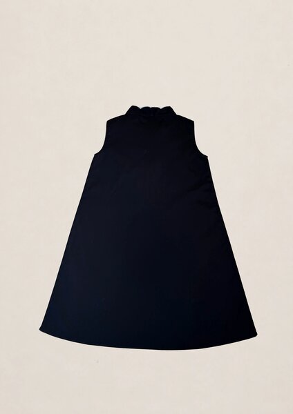 Notte | Black cotton dress with hand-embroidered bow details