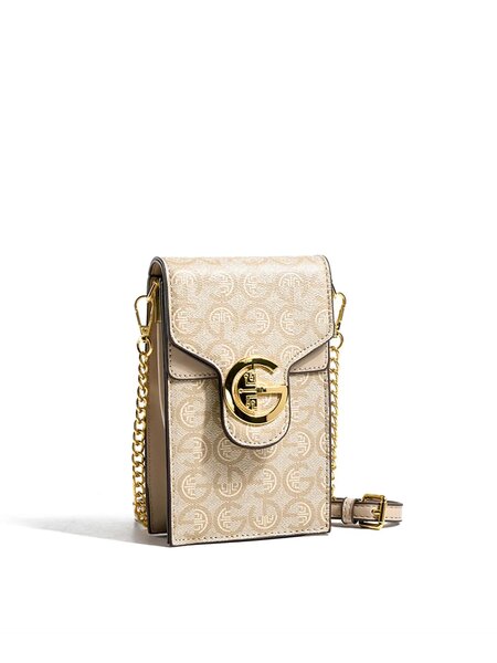 Shein - Women's Mini Vintage Letter Print Cell Phone Purse Chain Crossbody Bag
