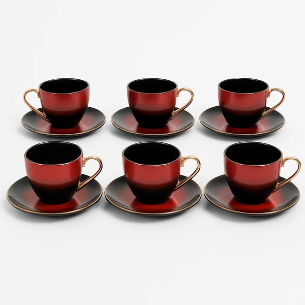 Red Double Tone Cup &amp; Saucer Set for Tea & Coffe