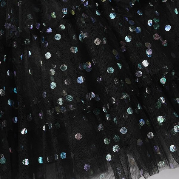 Infant Girls Net Fancy Frock (Glittery Dot) – Black