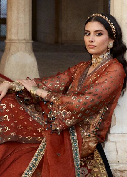 Laj by Lajwanti Embroidered Organza Suit Unstitched 3 Piece MW24L D-08 Shahrani - Winter Collection