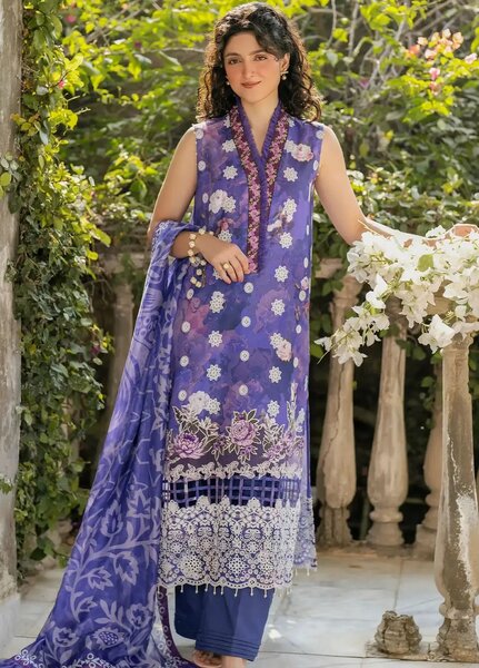Gulkari by Asifa and Nabeel Chikankari Lawn Suit Unstitched 3 Piece AN25G GKL-11 Ophelia - Summer Collection