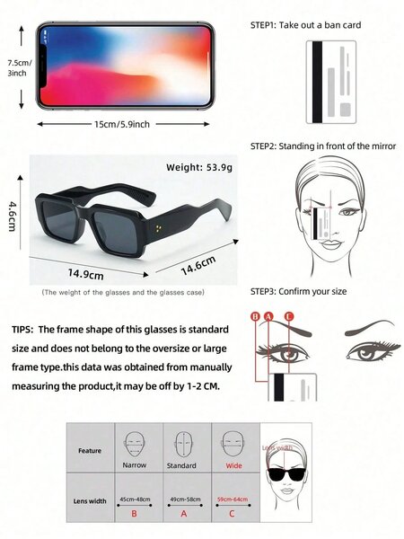 Shein - 1Pc Men'S Square Thick Frame High Quality Personalized Minimalist Fashion Glasses