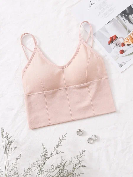 Shein- Plain Rib Longline Bralette