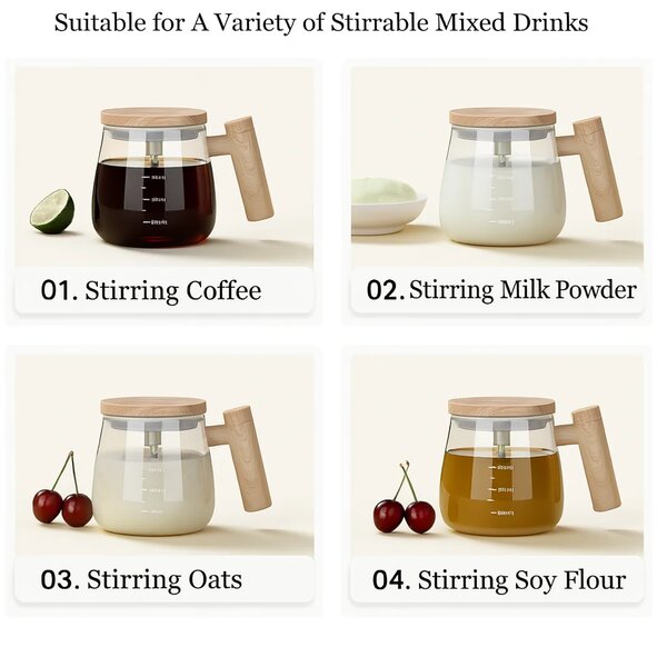 Heat-Resistant Glass Coffee Beater with USB-Powered Stirrer