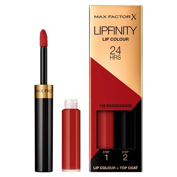 Max Factor Lipfinity Lip Colour Lipstick 2Step Long Lasting 110 Passionate 2.3Ml