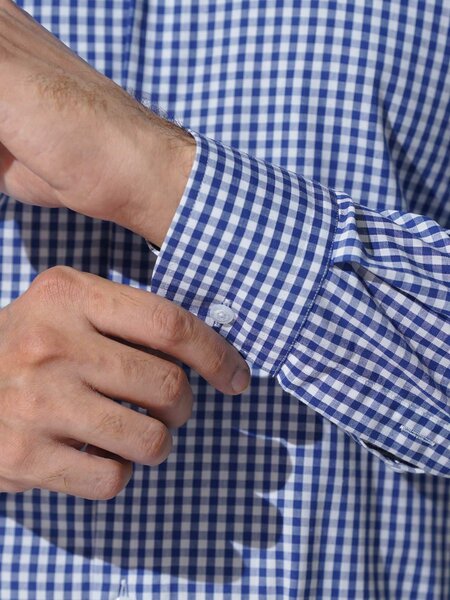 Blue & White Self Checkered, Elite Edition, Cutaway Collar Men’s Formal Shirt (FS-2443)
