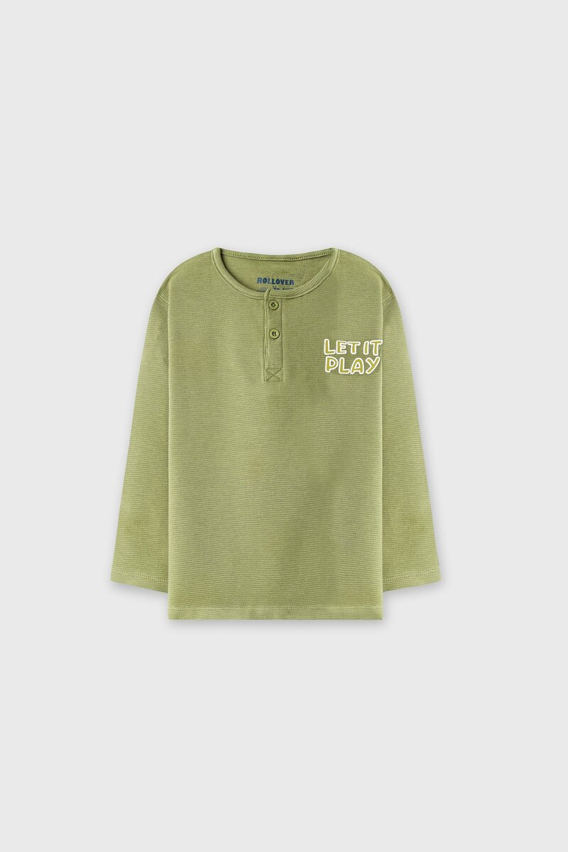 Boys Olive Play Henley Tee