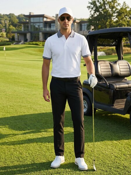 White Jacquard  Polo T-Shirt (POLO-1252)