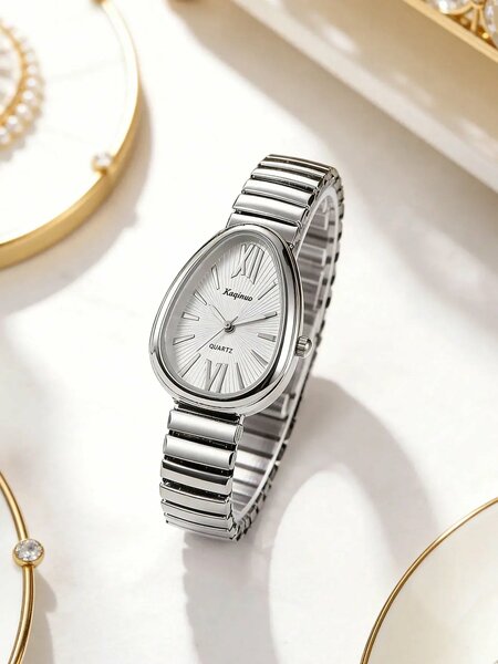 Shein - 1pc Unique Elegant Prominent Snake Head Dial Women's Watch - Silver