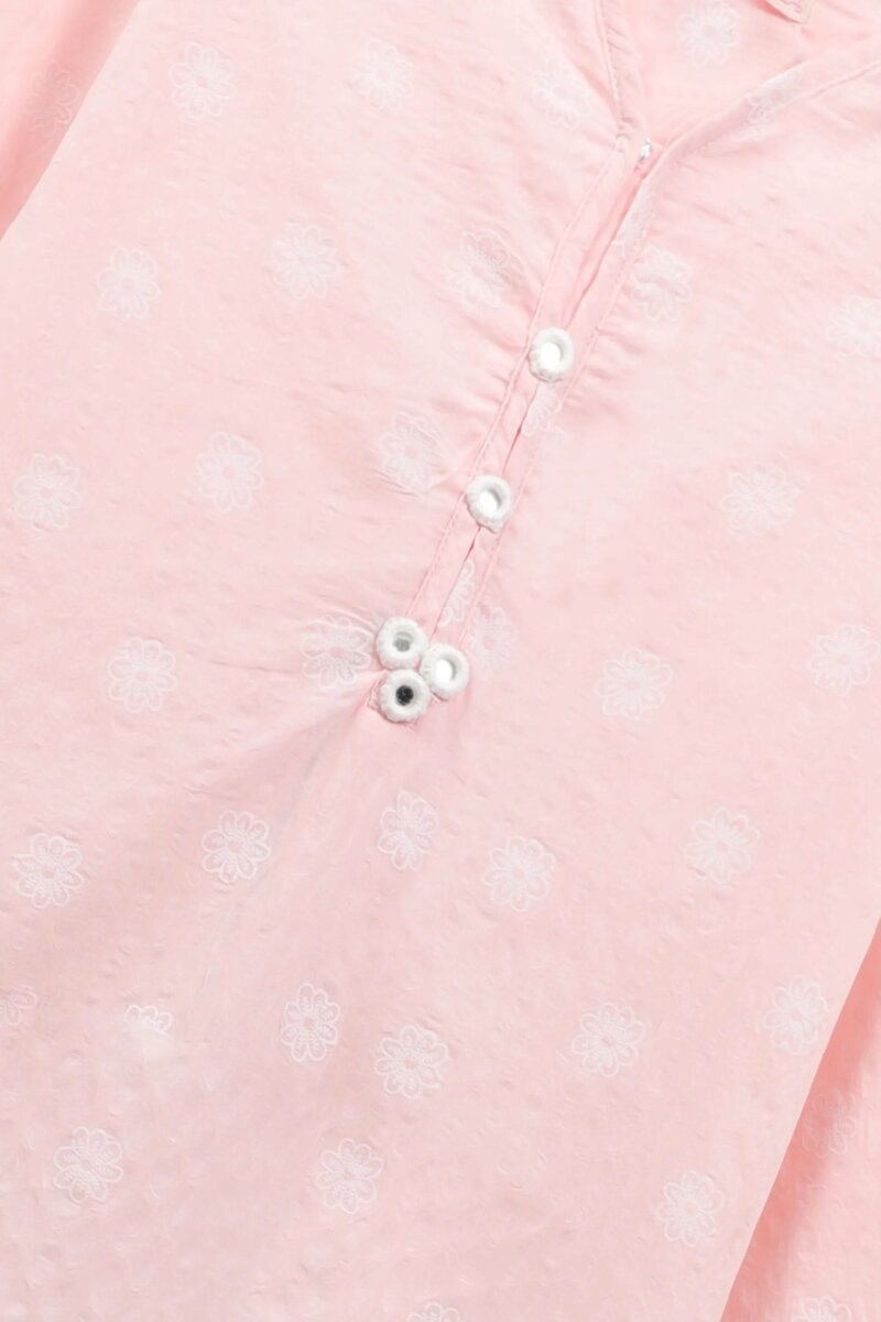 Girls Pink Cotton Kurta Set
