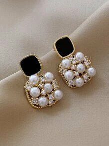 Shein - Faux Pearl Decor Drop Earrings