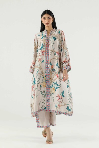 Stitched Printed Satin Shirt + Culotte