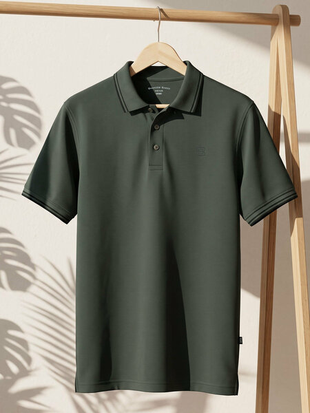 Dark Green Contrast Tipping Polo T-Shirt (POLO-1272)