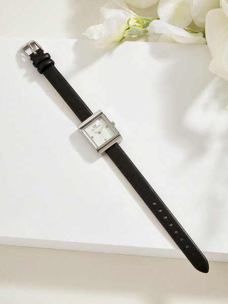 Shein - 1pc Women's Classic Silver-Tone Minimalist Leisure Quartz Watch With Shell Surface Design, Suitable For Daily Work And Life