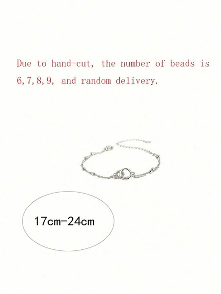 Shein - 1Pc High-End Elegant Double Layered Circle Linked Bracelet - Silver