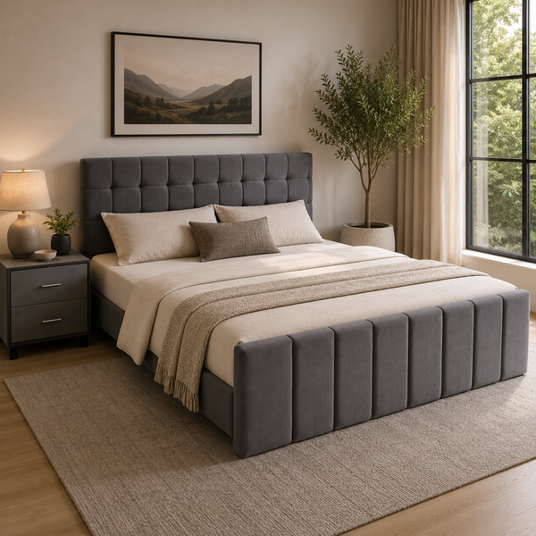 Nimoy King/Queen Size Bed with 2 Side Tables
