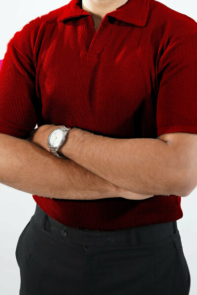 Vybe - Waffle Knitted Polo - Maroon