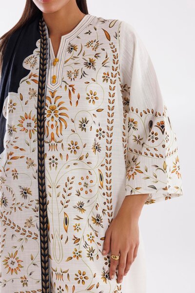 Stitched Printed linen Shirt + Dupatta