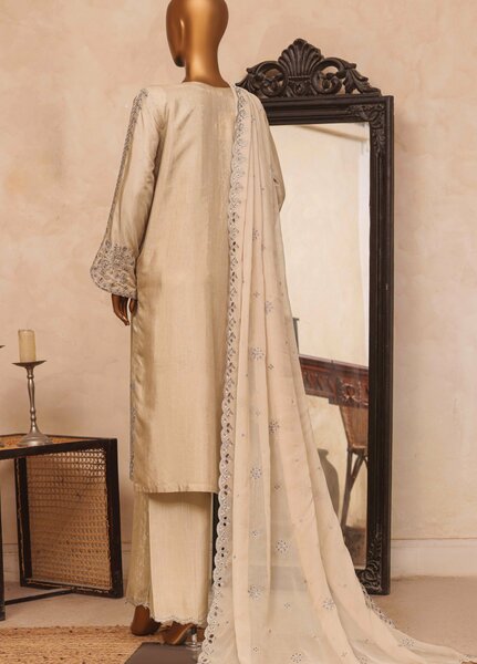 Majestic Silk by HZ Textiles RTW Embroidered Rawsilk 3 Piece Suit HZ26RMS RDE-3P-001 Hazelnut - Festive Collection