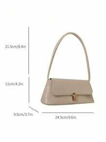 Shein - White Crocodile Pattern Engraved PU Leather Metal Lock Vintage Style Women's Popular Crossbody Shoulder Bag