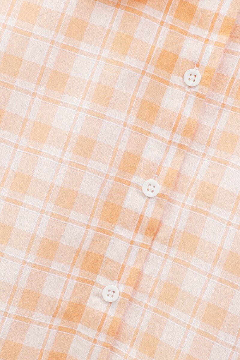 Coral Plaid Cotton Top