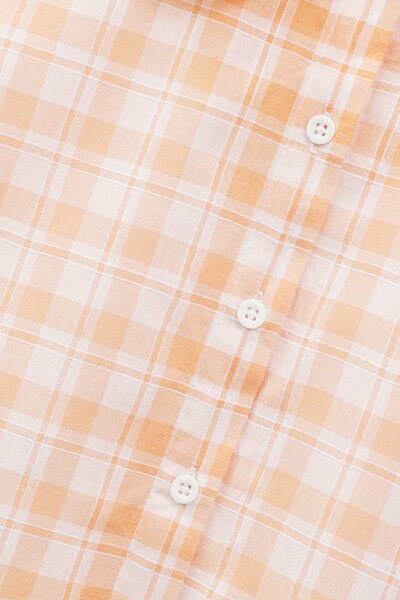 Coral Plaid Cotton Top
