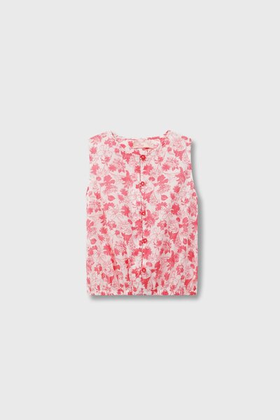 Red Floral Cotton Top
