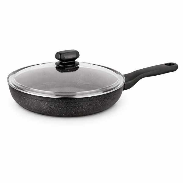 Ornella Aluminum Frypan with Glass Lid – 28x5.5 cm / 24x4.7 cm