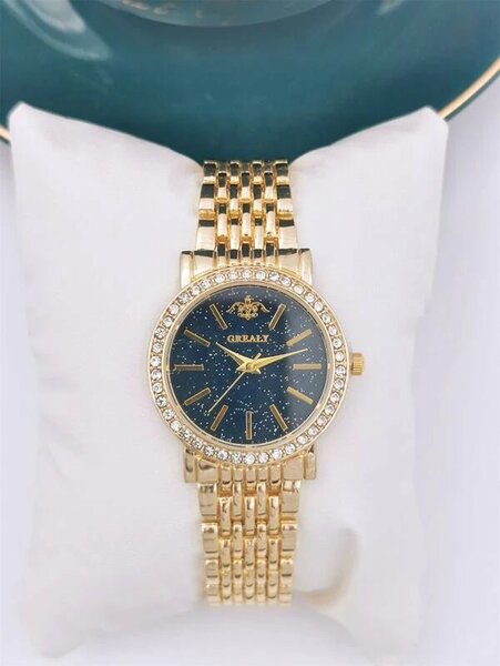 Shein - Starry Sky Dial Quartz Watch Decorated With Rhinestones
