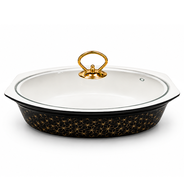 Premium 12.5 Inch Oval Burner Dish Black for Stylish Food Presentation