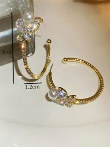 Shein - 1pair Delicate, Fashionable, Sweet, Simple Flower Shaped Chain Earrings