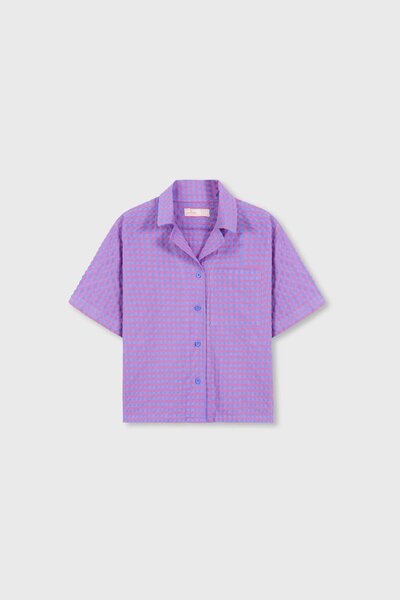 Blueberry Check Cotton Top