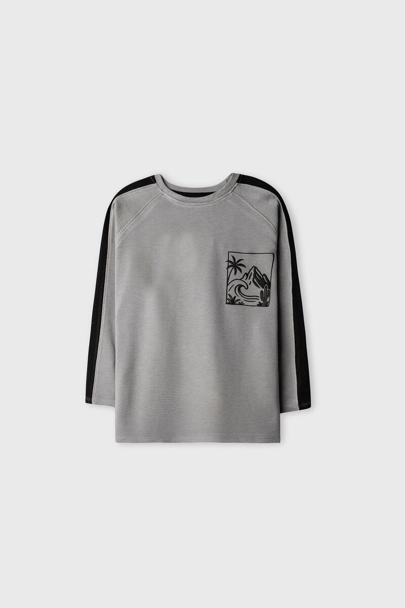 Boys Shadow Grey Raglan Tee
