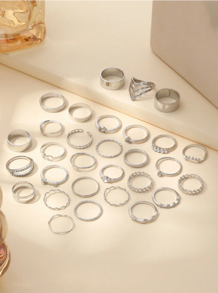 Shein -  30pcs Vintage Punk Style Women's Metal Stacking Ring Set