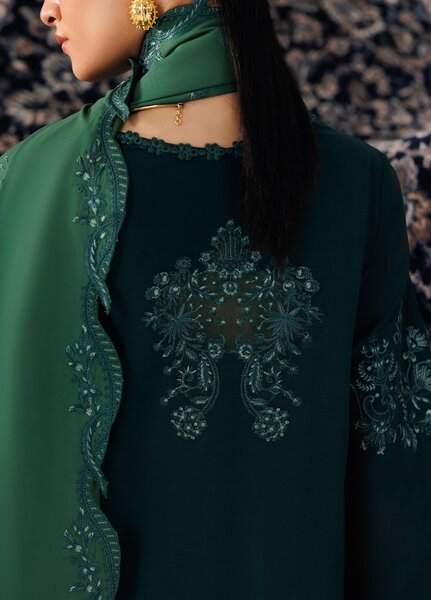 Q line by Qalamkar Unstitched Embroidered Slub Linen 3 Piece Suit QLK26UQL Roma QLW-09 - Winter Collection