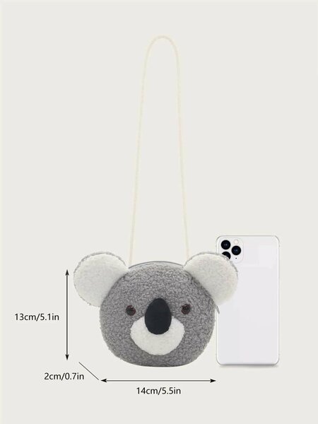 Shein - 1pc Plush Grey Koala Animal Cartoon Shoulder Bag