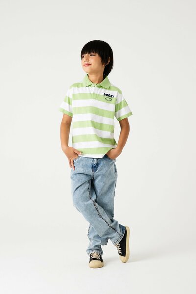 Boys Pistachio Rugby Polo Shirt