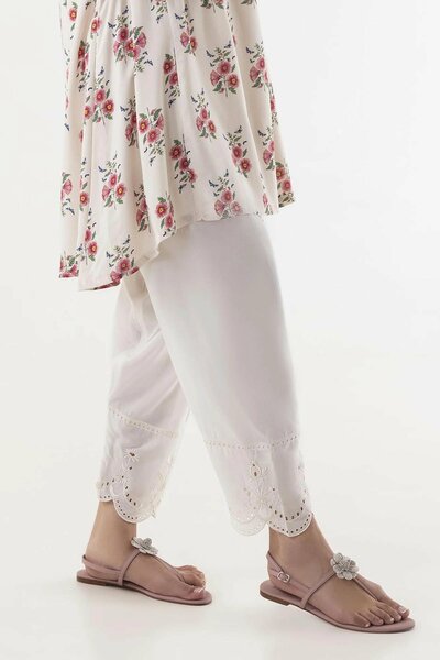 Stitched Embroidered Linen Skinny Shalwar