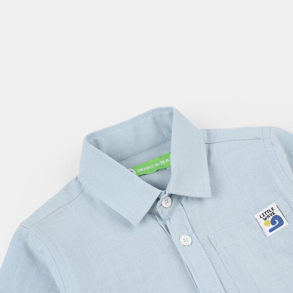 Infant Boys Cotton Shirt (Little Wave) - Sky Blue