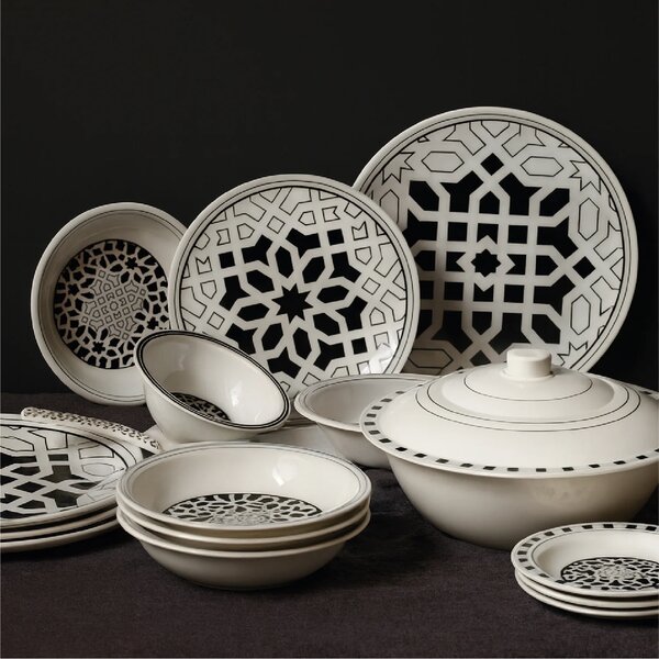 Dinner Set Geometric Black